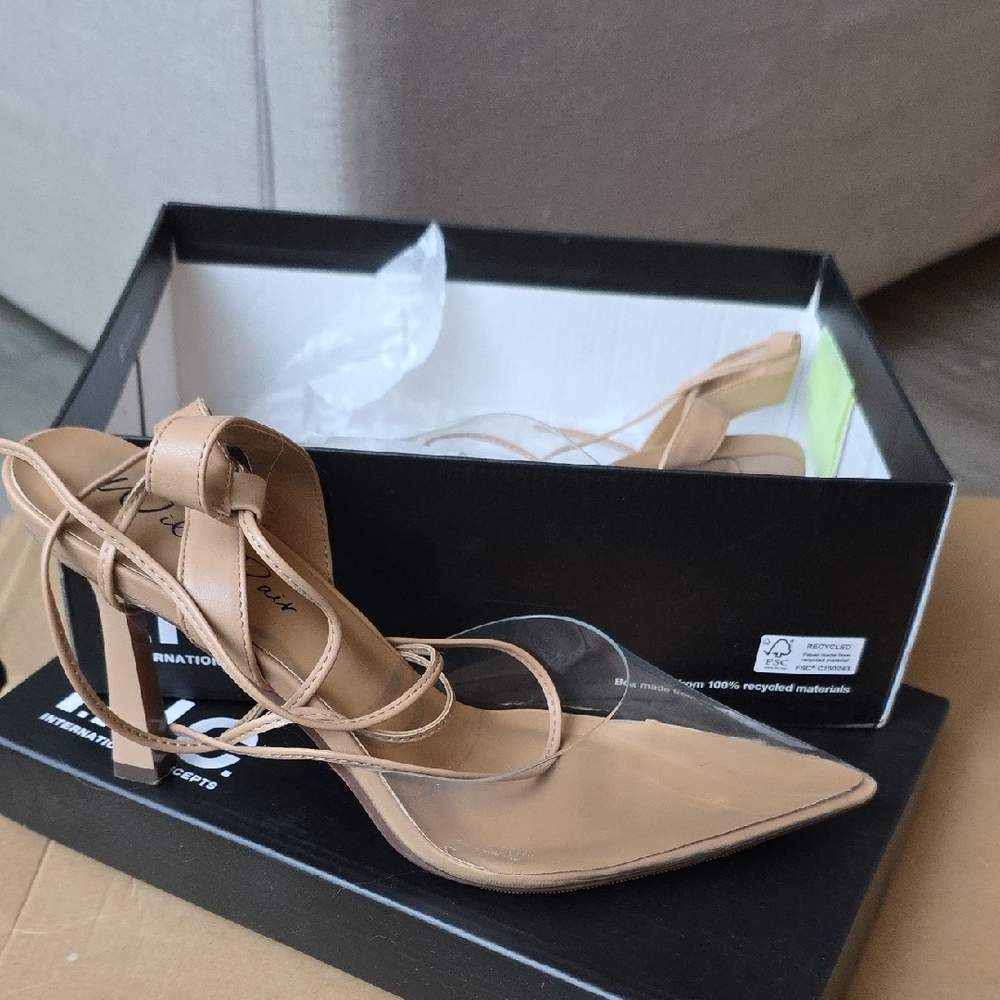 Wild Pair Tan Heels with Lace-Up Straps